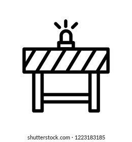 Traffic barrier vector icon. Road block sign