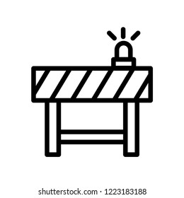 Traffic barrier vector icon. Road block sign
