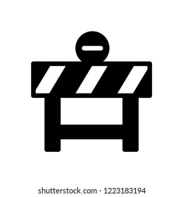 Traffic barrier vector icon. Road block sign