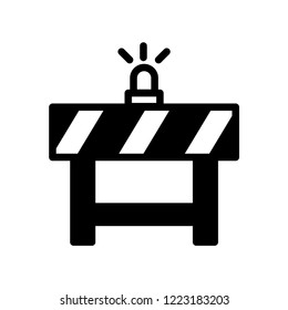 Traffic barrier vector icon. Road block sign