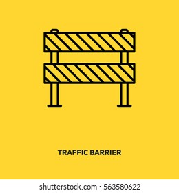 Traffic Barrier Vector Icon. Road Block Sign. Safety Barricade Symbol.