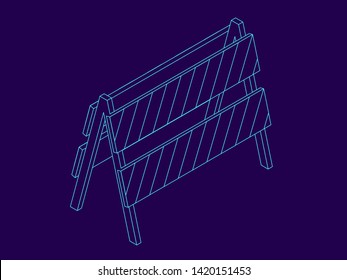 Traffic barrier. Vector outline illustration. Isometric projection.