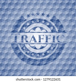 Traffic blue hexagon emblem.