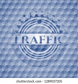 Traffic blue hexagon emblem.