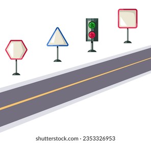 Traffic board road highway street sign isolated set. Vector flat graphic design illustration