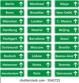 traffic boards of cities in the world