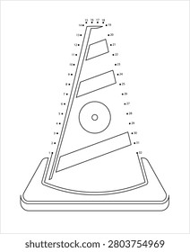 Traffic Bollard Cone Icon Connect The Dots, Vertical Post Bollard Road Traffic Lane Guide Line Vector Art Illustration, Puzzle Game Containing A Sequence Of Numbered Dots