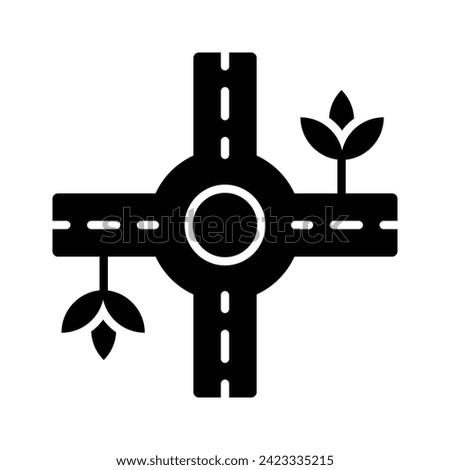 Traffic circle with four roads showing concept icon of road intersection, traffic roundabout vector