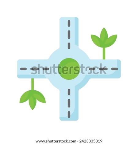 Traffic circle with four roads showing concept icon of road intersection, traffic roundabout vector