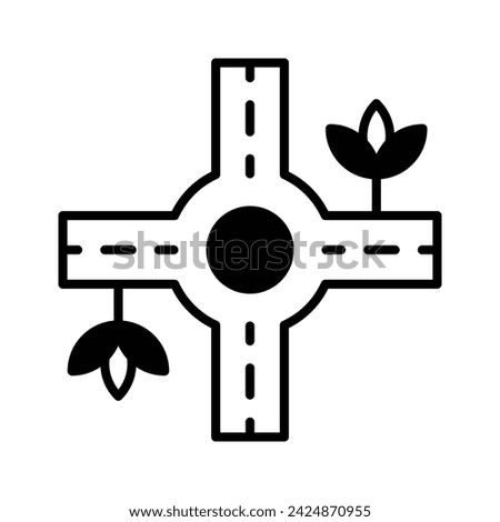 Traffic circle with four roads showing concept icon of road intersection, traffic roundabout vector