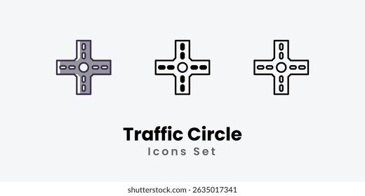 Iconos de círculo de tráfico delgada línea y glifo icono de Vector Ilustración de stock