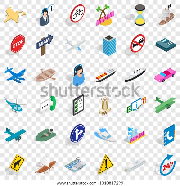 Traffic in city icons set.\
Isometric style of 36 traffic in city vector icons for web for any\
design
