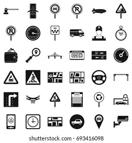 Traffic in city icons set. Simple style of 36 traffic in city vector icons for web isolated on white background