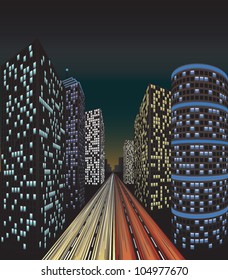 traffic in city at night