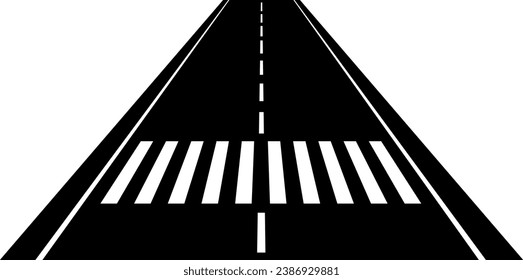 Traffic, city street with zebra lines road marking. Crosswalk icon. Pedestrian crossing pattern. Zebra icon. Pathway strips or planes. Top view of crosswalk stripes on car road. black asphalt surface.