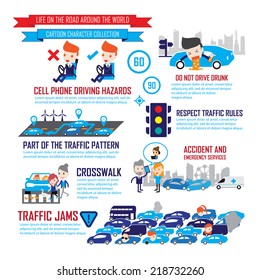 Traffic  in the city,Cartoon Characters infographic