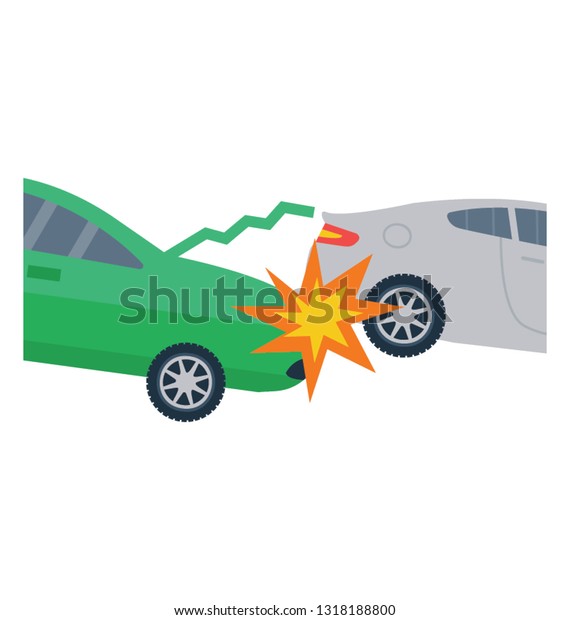 Traffic\
collision, car collision flat detailed icon\
