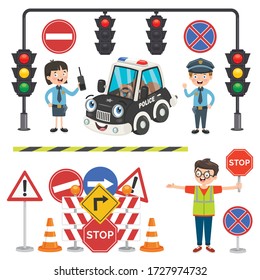 Traffic Concept With Funny Characters