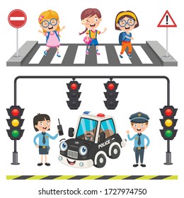 Traffic Concept With Funny Characters