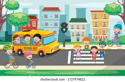 Traffic Concept With Funny Characters