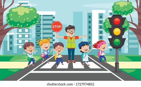 Traffic Concept With Funny Characters