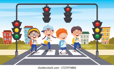 Traffic Concept With Funny Characters