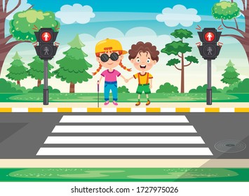 Traffic Concept With Funny Characters