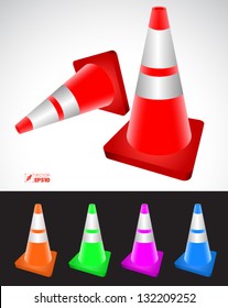 Traffic Cone 3d Vector Colors