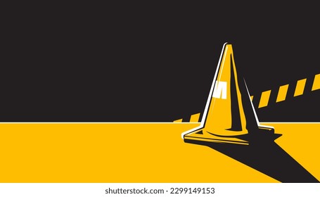Diseño de fondo abstracto de cono de tráfico. Signo de precaución. En construcción.Ilustración vectorial