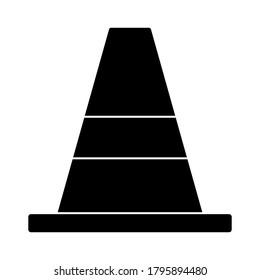 Traffic cone black silhouette icon isolated on white background. Vector illustration for any design.