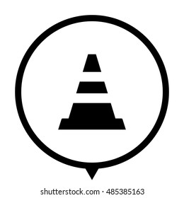 Traffic cone - black vector  icon; map pointer