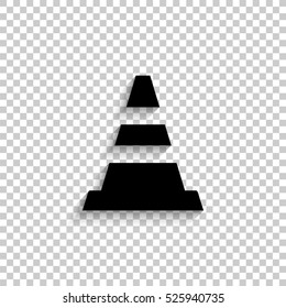 Traffic Cone - Black Vector  Icon With Shadow