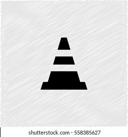 Traffic cone -  black vector icon