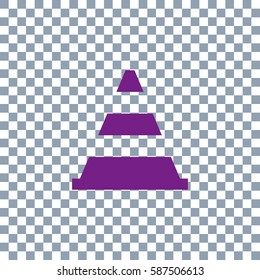 Traffic cone - black vector icon on transparent background. 
