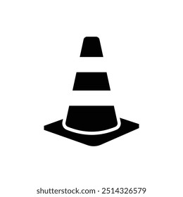 Traffic cone black and white flat vector icon design. Traffic symbol design and clip art