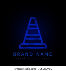 Traffic cone blue chromium metallic logo