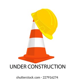 Traffic cone, building helmet, under construction, traffic cone and helmet