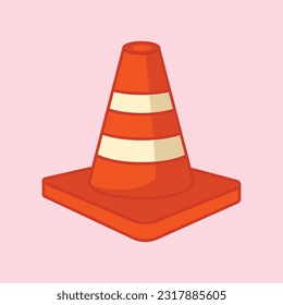 Ilustración vectorial del icono de la caricatura del cono de tráfico