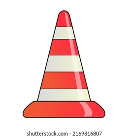 traffic cone cartoon illustration,isolated on white background,top view