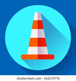 Traffic cone color icon. under construction symbol. Flat design style