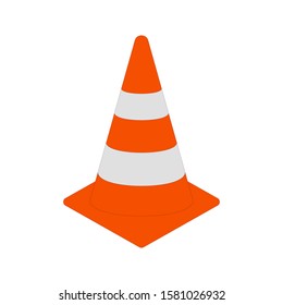 traffic cone. Cone Construction Barrier Icon. traffic road cone color flat icon, vector illustration