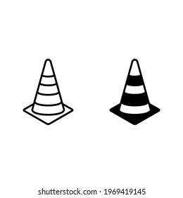 traffic cone. Cone Construction Barrier Icon color editable