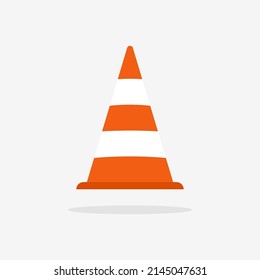 Traffic Cone. Construction Cone. Icon For Traffic Onroad, Street And Construction. Orange Caution Bollard. Safety And Security Sign. Flat Icon Isolated On White Background. Vector.