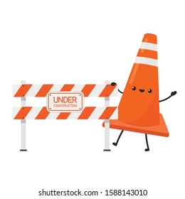 Traffic cone. Construction sign. barricade block vector. fence vector. 
traffic cone character design.