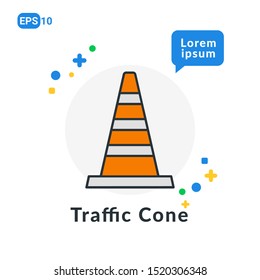 Traffic Cone Construction Tool Flat icon . Used For web, logo, mobile app, User Interface and Infographic