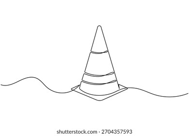 Cone de tráfego desenho de linha contínua e estilo minimalista isolar contorno vetor ícone