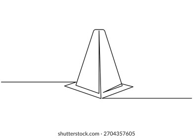 Dibujo de línea continua del cono de tráfico y estilo minimalista aislar el icono del Vector de contorno