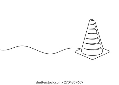 Dibujo de línea continua del cono de tráfico y estilo minimalista aislar el icono del Vector de contorno