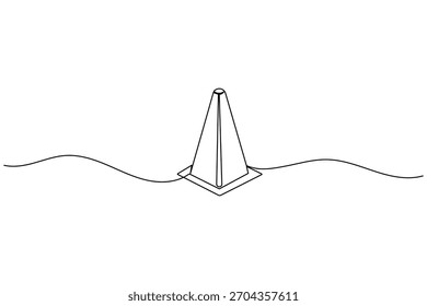 Cone de tráfego desenho de linha contínua e estilo minimalista isolar contorno vetor ícone