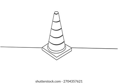 Traffic cone continuous line drawing and minimalist style isolate outline vector icon